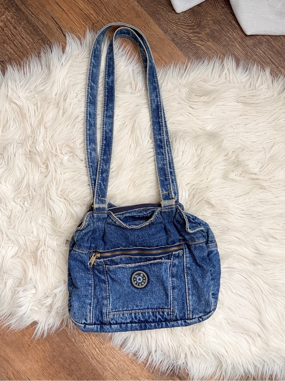 Denim Shoulder Bag - Blue Women's Tote - Picture 4 of 17